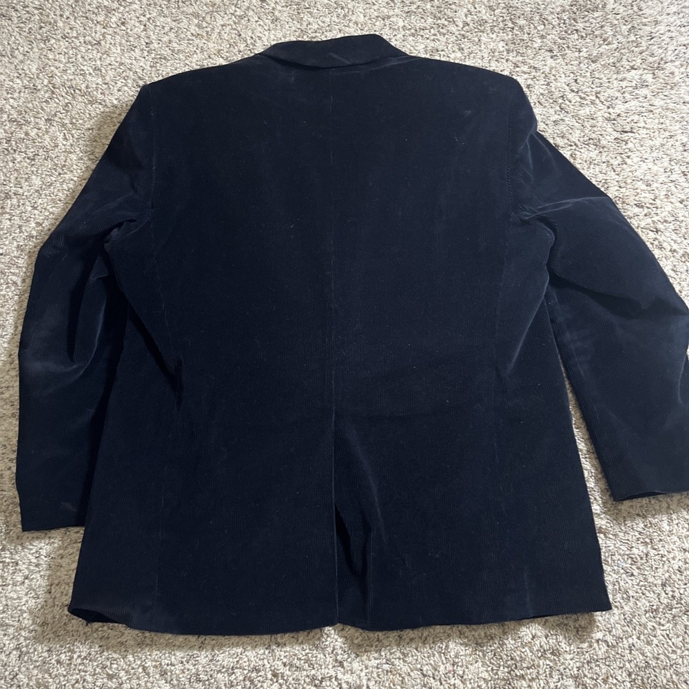 Saddlebred Corduroy Blazer Jacket Mens 48R Black Sport Coat Plaid Lined - Picture 2 of 7